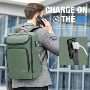 Lekebobor Travel Rolling Backpack, 18 inch Waterproof Bag with 360° Wheels for 15.6″ Laptop, Convertible Airline Approved Travel Back Pack for Men & Women, Business, Commuter