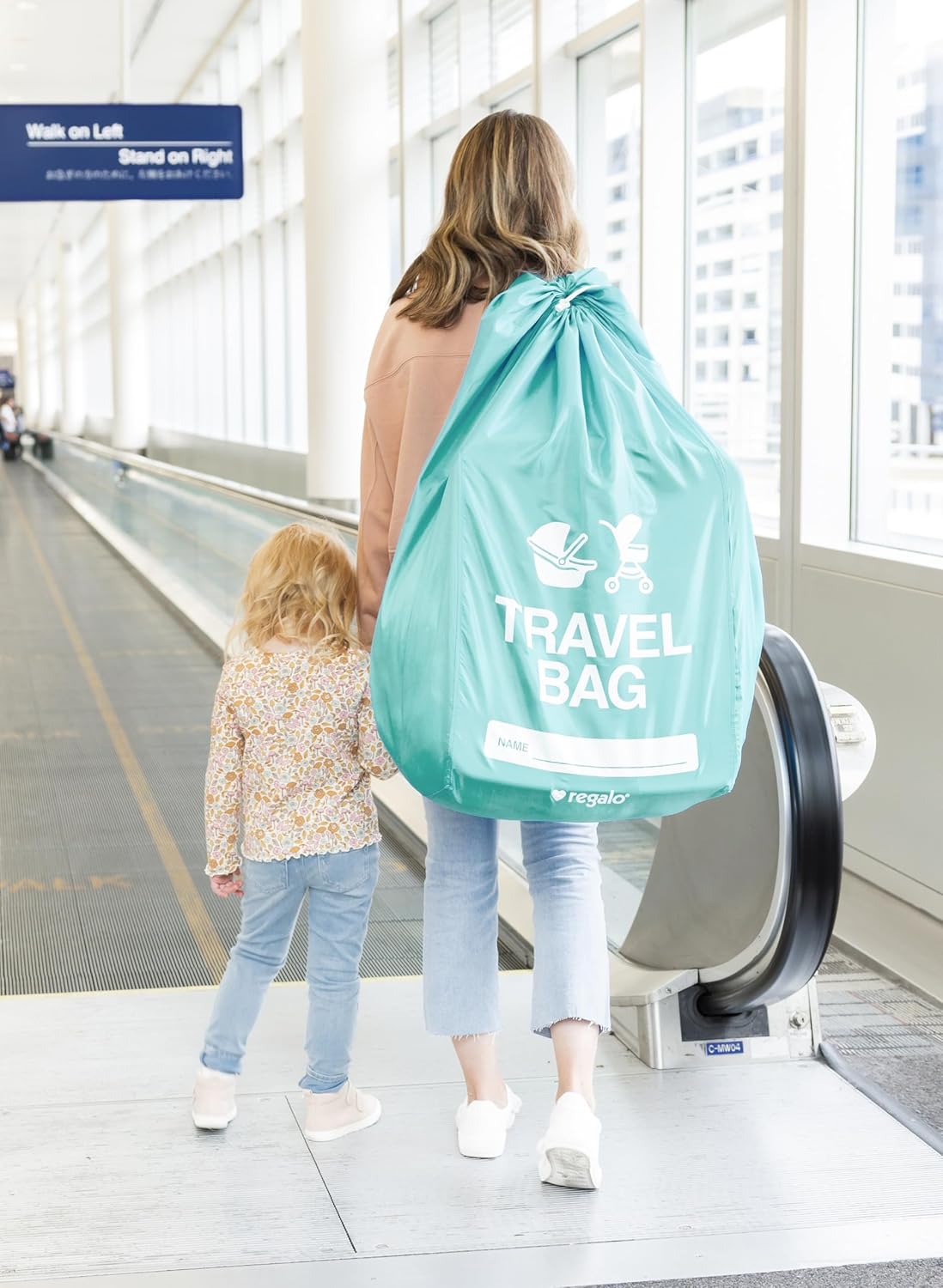 Regalo Airline Certified Travel Bag, Award Winning Brand, Durable Fabric, Univerial Gate-Check, Fits All Car Seats and Most Strollers, Turquoise,Compact Stretch Storage Pouch - Image 3