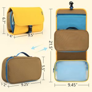2025 New ! Large-Capacity Foldable travel toiletry bag – Multi-Functional Detachable hanging toiletry bag, Portable Compact hanging travel toiletry bag (Dune Yellow)