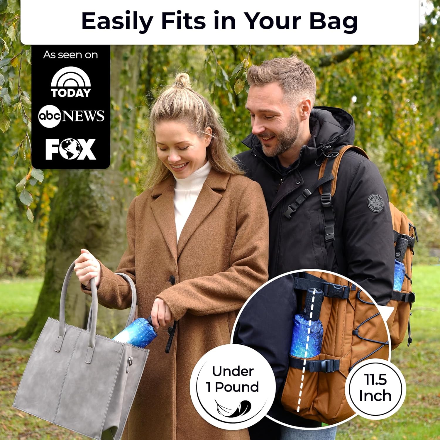 TUMELLA Strongest Windproof Travel Umbrella (Compact, Superior & Beautiful), Small Strong but Light Portable and Automatic Folding Rain Umbrella, Durable Premium Grip, Fits Car & Backpack - Image 2