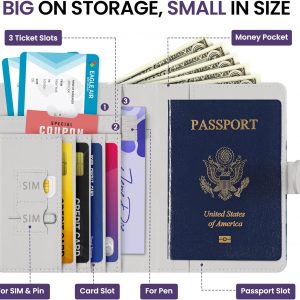 Passport Holder for Travel Essentials, RFID Blocking Leather Cover Wallet with Magnetic Closure, Aesthetic & Cute Passport Book Case for Women and Men – Hill