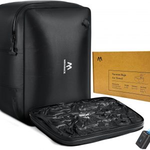 Megaback Vacuum Bags for Travel with Pump, Reusable Vacuum Compression Bags for Luggage, IP68 Waterproof, Top-open Design, Fits 20/24/28 Inch Suitcase (2PC+Pump, 43L)