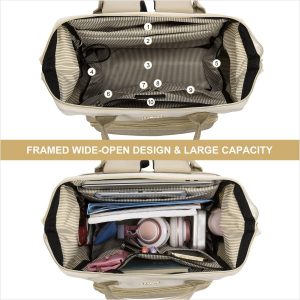 LOVEVOOK Laptop Backpack for Women, Fashion Computer Backpacks Purse, Business Travel Bags, Doctor Nurse Backpack for Work, Fits 15.6-Inch Laptop, Beige-Khaki