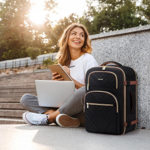 LOVEVOOK Travel Backpack Carry on Flight Approved 40L,Waterproof TSA Travel Essentials Personal Item Backpack for Women Men,Large Carry on Luggage Suitcase Travel Bag for Airplane with 3 Packing Cubes