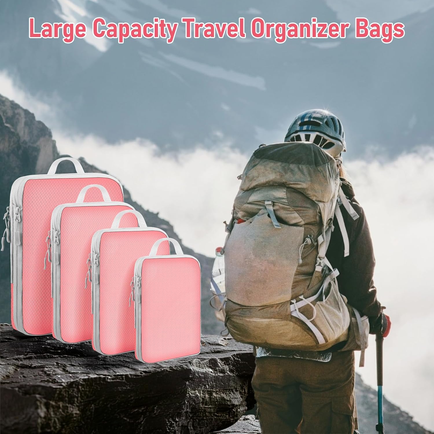 Compression Packing Cubes for Travel 4 Set Luggage Packing Organizer Bag Compressible Expandable Organizer Cubes For Carry On Luggage Suitcase Travel Essentials Accessories for Women Men - Image 3