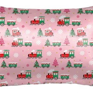 Christmas Satin Pillowcase for Hair and Skin, Truck Trees Soft Satin Pillow Cover with Hidden Zipper, Queen Size 20×30 Inch Cooling Pillow Covers Silky Pillowcases for Bedroom Sofa Xmas Decoration