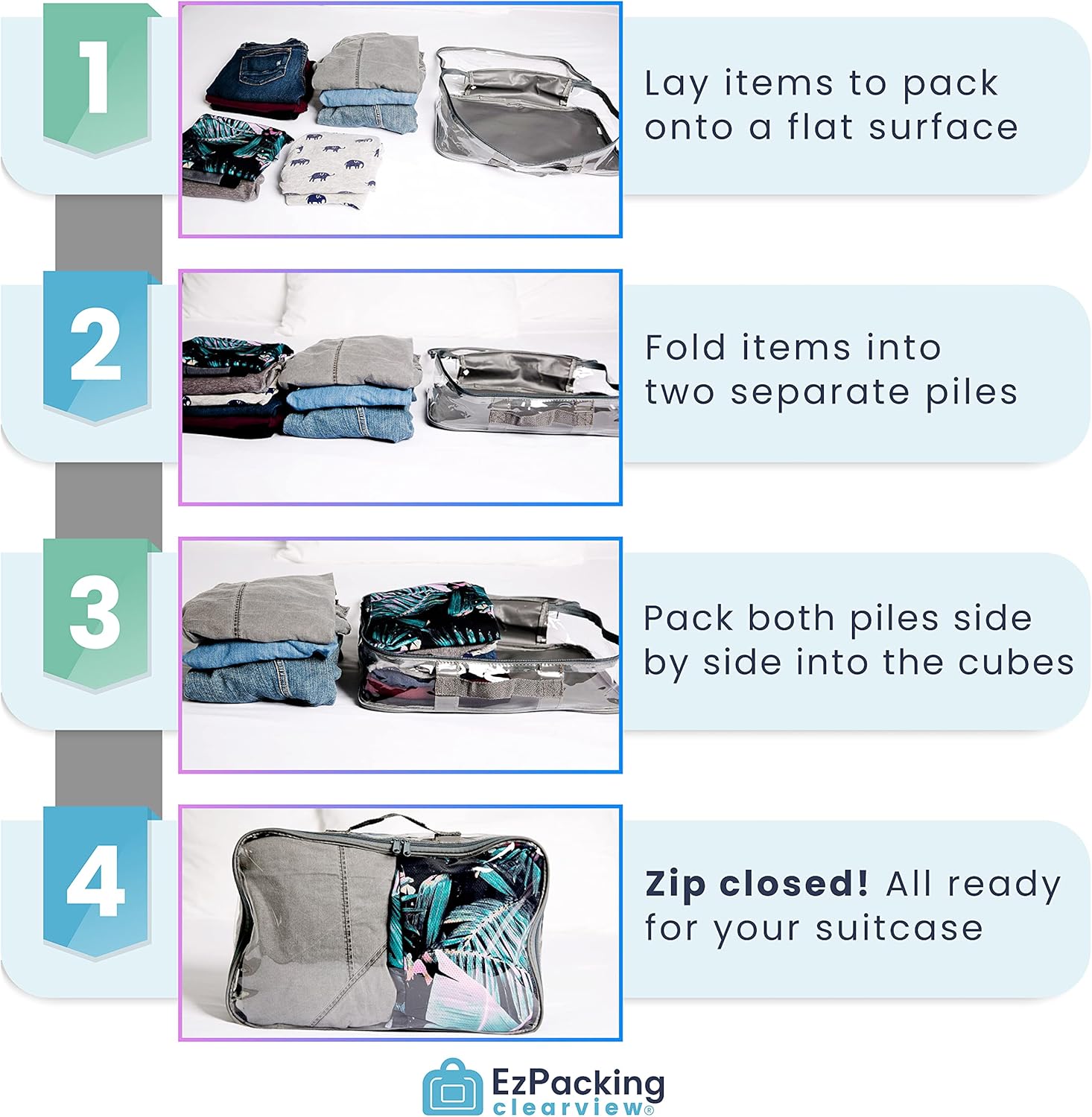 Large Clear Travel Packing Cube/See-Through PVC Organizer for Suitcase/Multipurpose Pouch w/Handle/Dress Shirts, Pants, Cashmere, Sweaters & Seasonal Linen Storage Protection (Gray) - Image 5