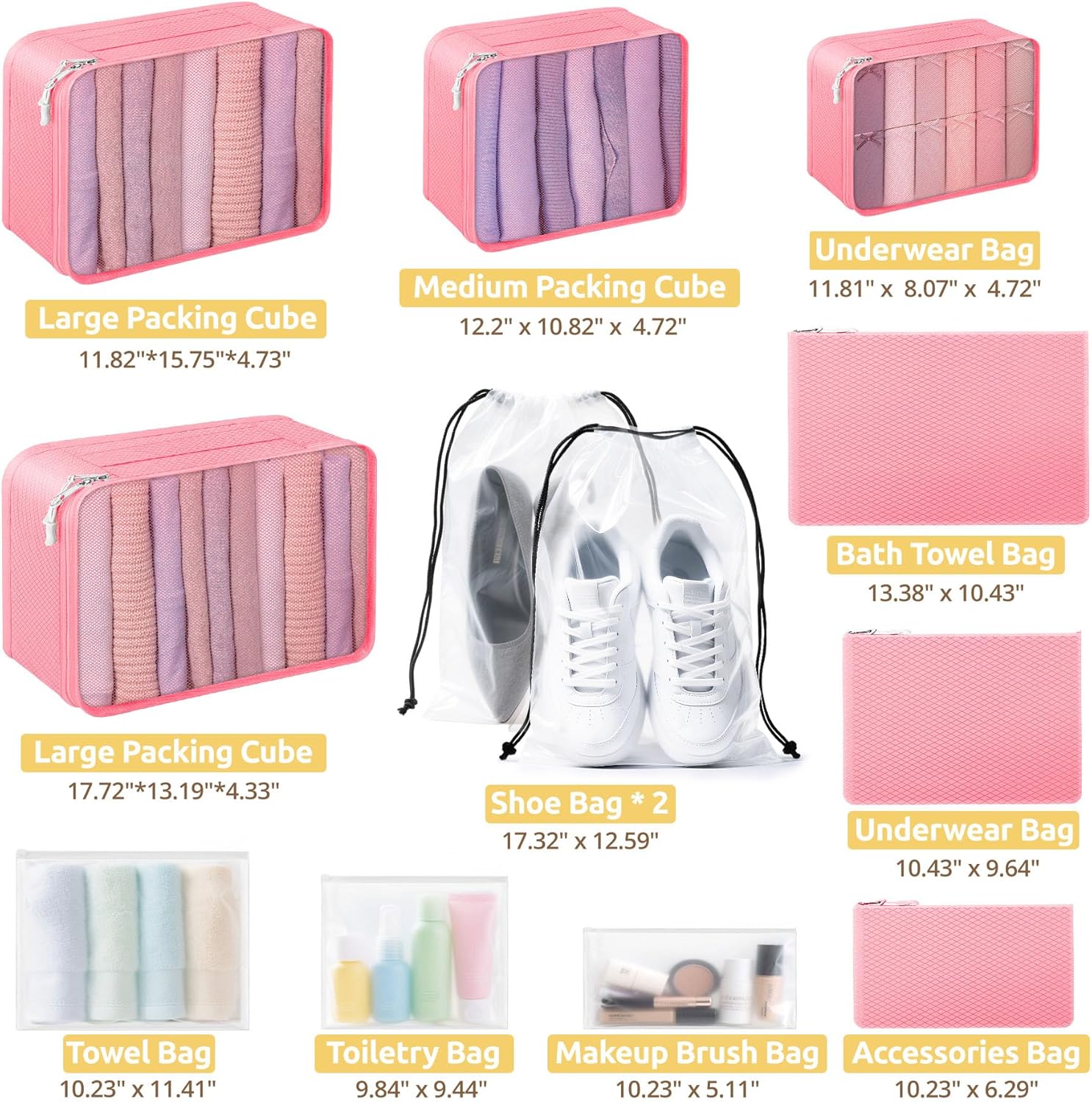 All-in-One 22 Pcs Packing Cubes for Travel Essentials –Includes Cubes,toothbrush covers,Silicone Bottle Cover,zipper bags, Matte Cosmetic Bag, Drawstring bag for Carry-On & Suitcase - Image 6