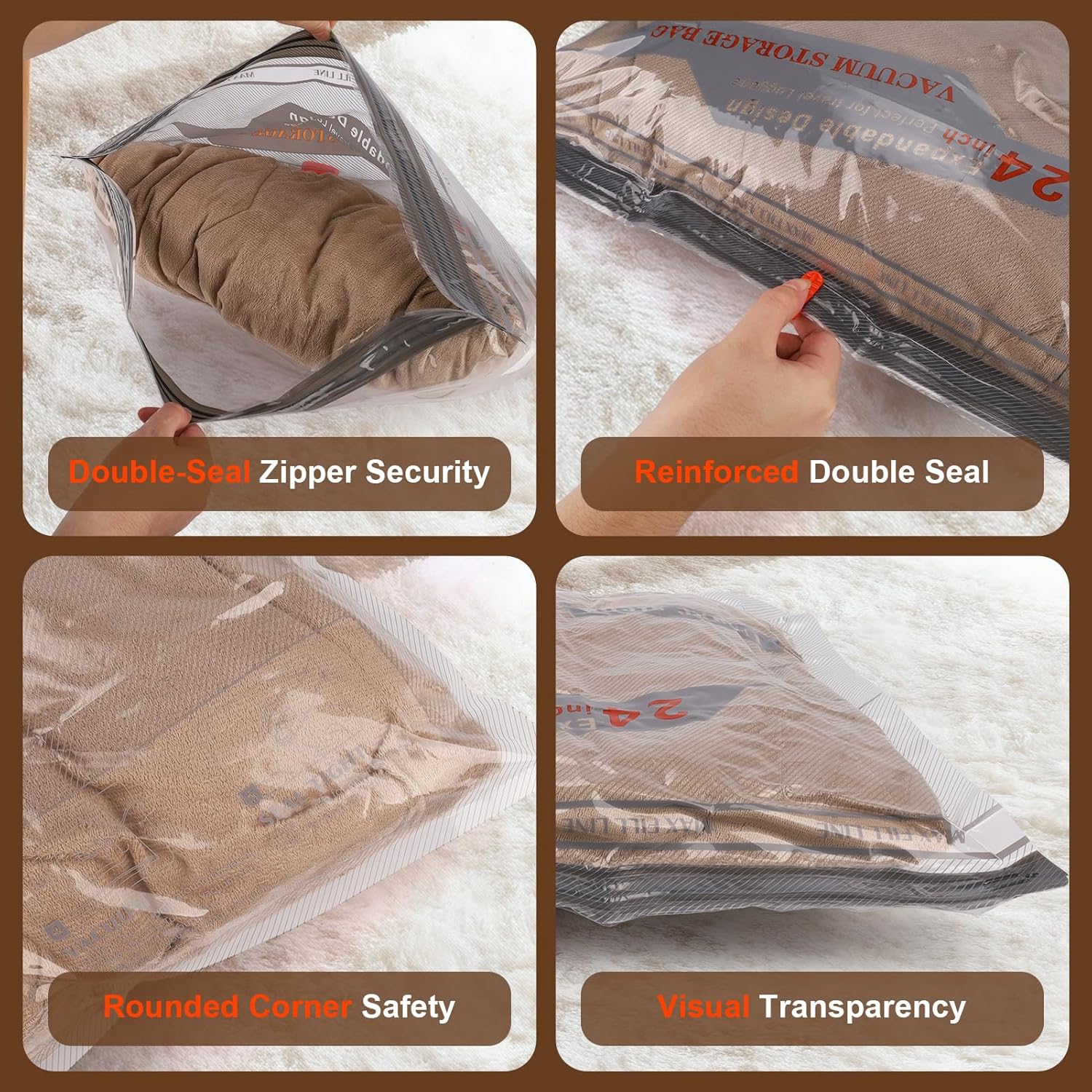 Travel Vacuum Bags with Pump - 15 Pack Space Saver Bag for Travel & Home, Clothes, Bedding, Blankets, Seasonal Storage - Image 4