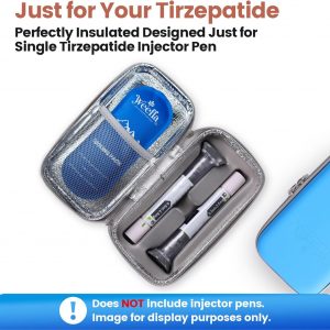Hard Shell Insulated Cooler Travel Case for Zepbound or Mounjaro Injector Pens, TSA Approved Cold Pack, Easy to Clean, Compact Syringe Box Holder for Trip & Daily Use (Gray, Dual)