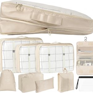 9 Set Packing Cubes for Suitcases Travel Luggage Sets Packing Organizers, Travel Organizer Bags Luggage Organizer with Shoe/Tioletry/Laundry Bag
