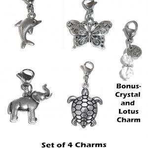 Set Of 4 Clip On Charms, Build Your Own Bracelet, Bag, Purse, Handbag, Message, Inspirational, Keychain, Zipper Pull, Jewelry