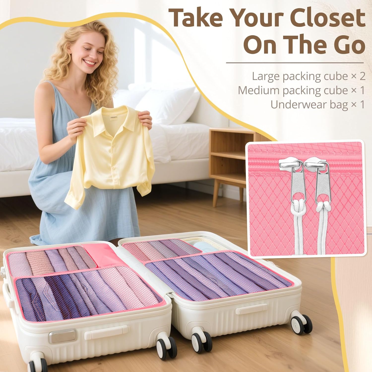 All-in-One 22 Pcs Packing Cubes for Travel Essentials –Includes Cubes,toothbrush covers,Silicone Bottle Cover,zipper bags, Matte Cosmetic Bag, Drawstring bag for Carry-On & Suitcase - Image 2