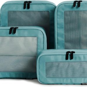 Aerotrunk Compression Packing Cubes for Travel – Luggage Organizer Bags – Double Zipper Packing Cubes for Suitcases (4-Pack, Teal)