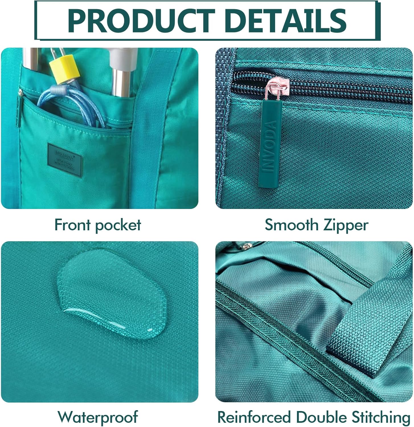 Travel Duffel Bag Lightweight Foldable Travel Bag for Women and Men Waterproof Tote Carry On Luggage Weekender Overnight Bag (Green) - Image 4