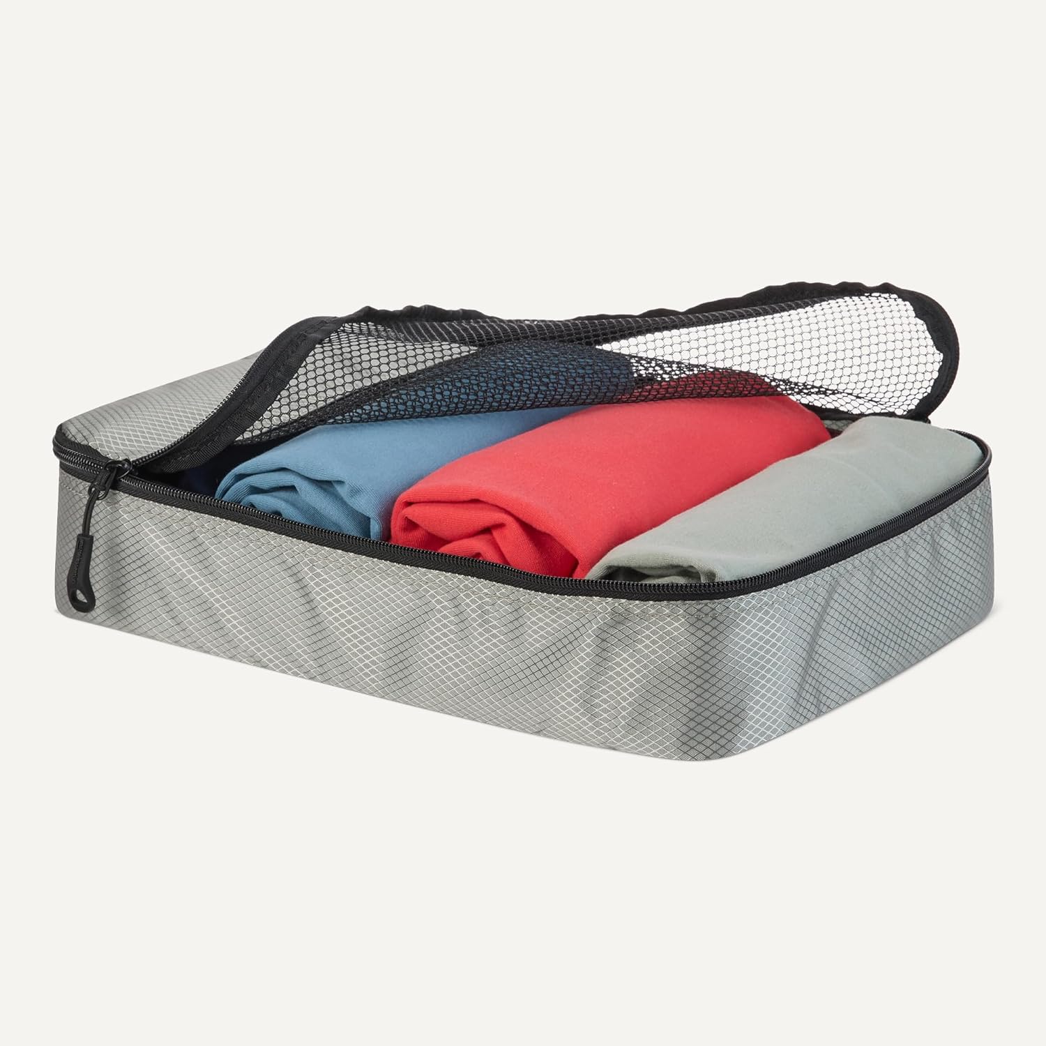 Amazon Essentials 4-Piece Packing Cubes Travel Accessories Set, Luggage Organizer with Double Zipper, Mesh Top, 100% Polyester, Medium, Gray (Previously Amazon Basics) - Image 3