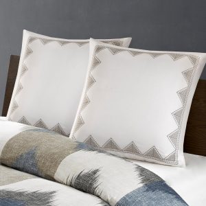 INK+IVY Single 100% Cotton Euro Sham – European Square Decorative Pillow Cover, Hidden Zipper Closure (Pillow Insert NOT Included), Isla, Geometric White 26″x26″