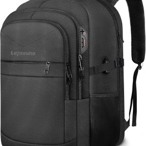 Lapsouno Travel Laptop Backpack, Business Laptop Backpack, Anti Theft Slim Sturdy 15.6 Inch TSA Friendly with USB Port, Water Resistant College School Computer Bag Gifts for Men Women, Black