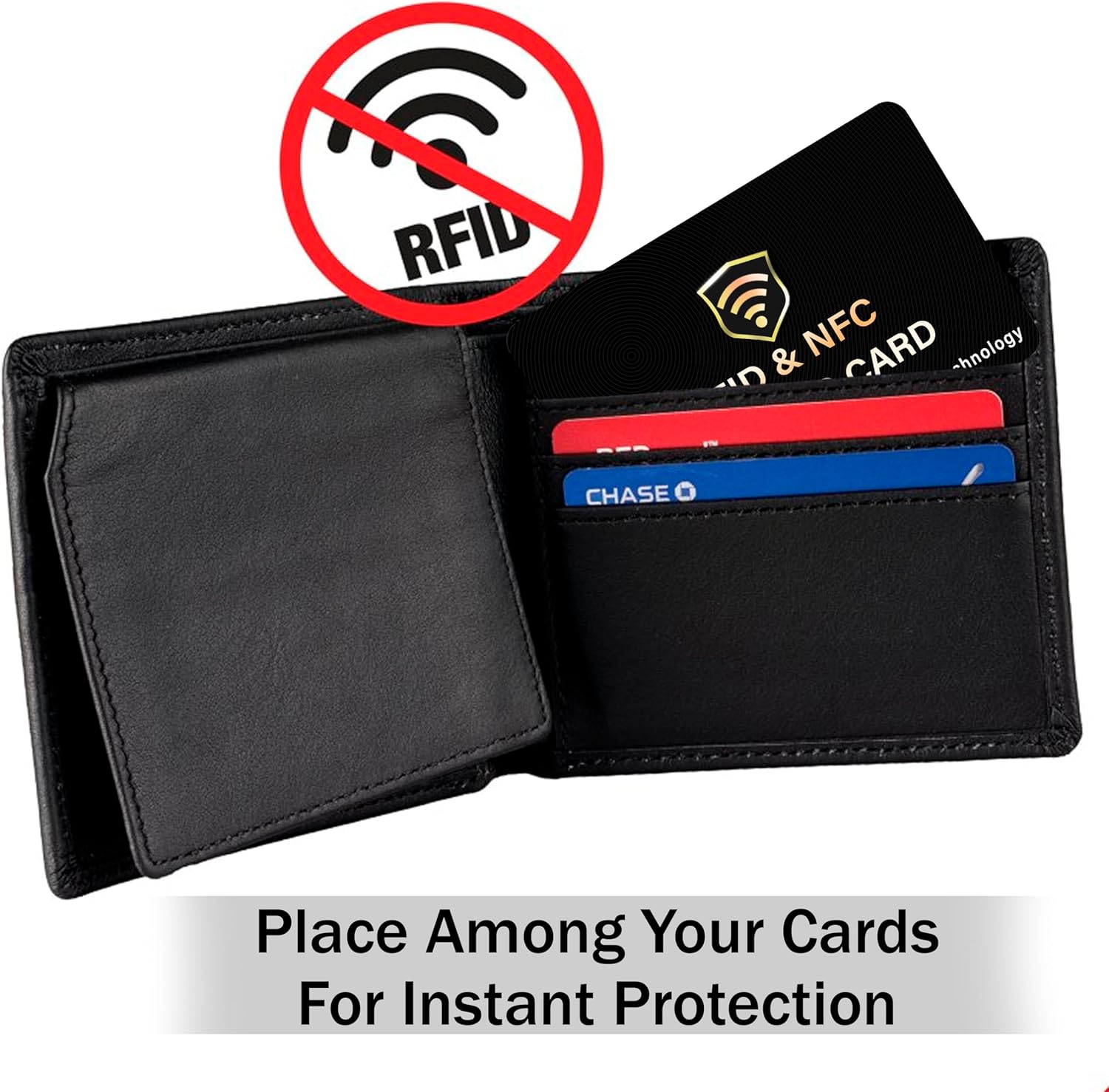 SaiTech IT 5 Pack RFID Blocking Card, One Card Protects Entire Wallet Purse, NFC Contactless Bank Debit Credit Card Protector ID ATM Guard Card Blocker–(Black) - Image 8