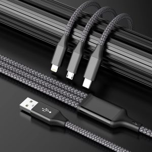 IDISON Multi Charging Cable(2Pack 4FT), 3 in 1 USB Charging Cable for Multiple Devices, Braided Universal Phone Charger Cord with Type-C, Micro USB, IP Port for iPhone17/16/14/Android Phones and More