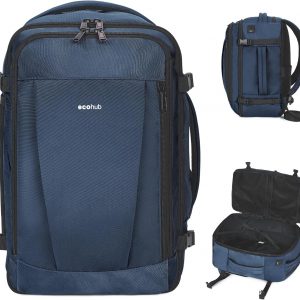 ECOHUB Travel Backpack 18x14x8 Spirit Airlines Personal Item Bag Carry On Backpack 13 Pockets Large Work Casual Daypack for men Airline Approved Waterproof Gym Backpack with Charging Port, Blue