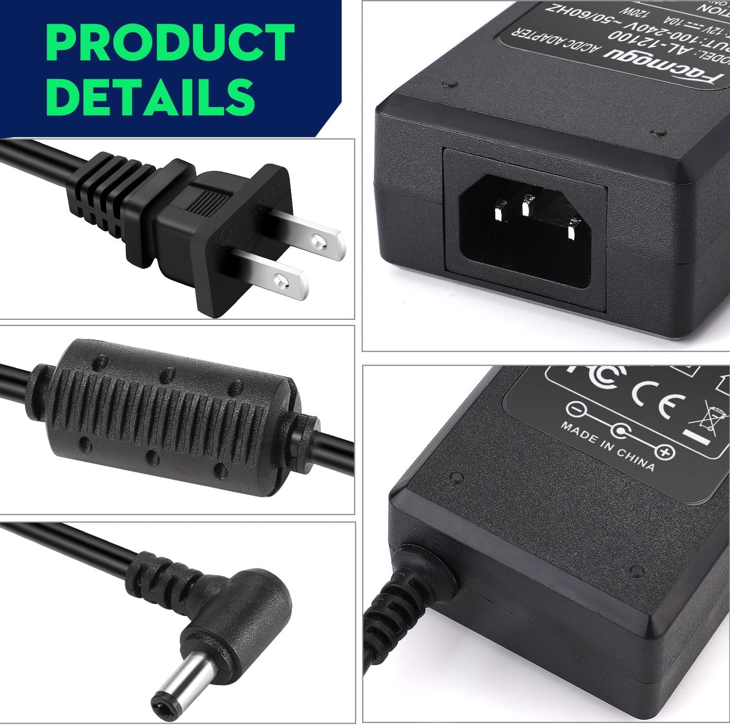 Facmogu 12V 10A Power Supply AC to DC Adapter, AC to DC Converter 100V-240V to 12V 10A 120W, 12 Volts 10 Amps Power Transformer 5.5x2.5mm & 5.5x2.1mm Tip, Desktop Regulated Power Adapter - Image 4