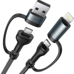 4 in 1 Charging Cable, USB C Lightning Adapter USB C to USB C 60W PD [Fast Charging & Data Sync] 4 in 1 Multi Charger for iPhone 16 15 14 13 12,MacBook Pro 2023 iPad mini 6/Pro,Samsung Galaxy S22 S21