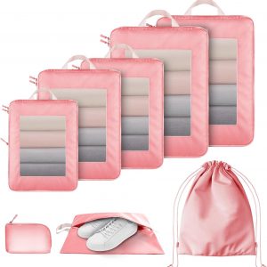 AUGOSTA 8 Set Compression Packing Cubes for Travel Suitcase Organizer Travel Essentials for Backpack Luggage Organizer Bags for Carry on