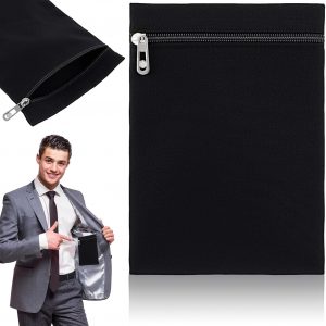 Sew-in Side Hidden Pocket with Zipper, Inside Security Pocket for Clothing Coat Inside PocketsTravel Wallet Pouch for Jackets Coats Sweatshirts