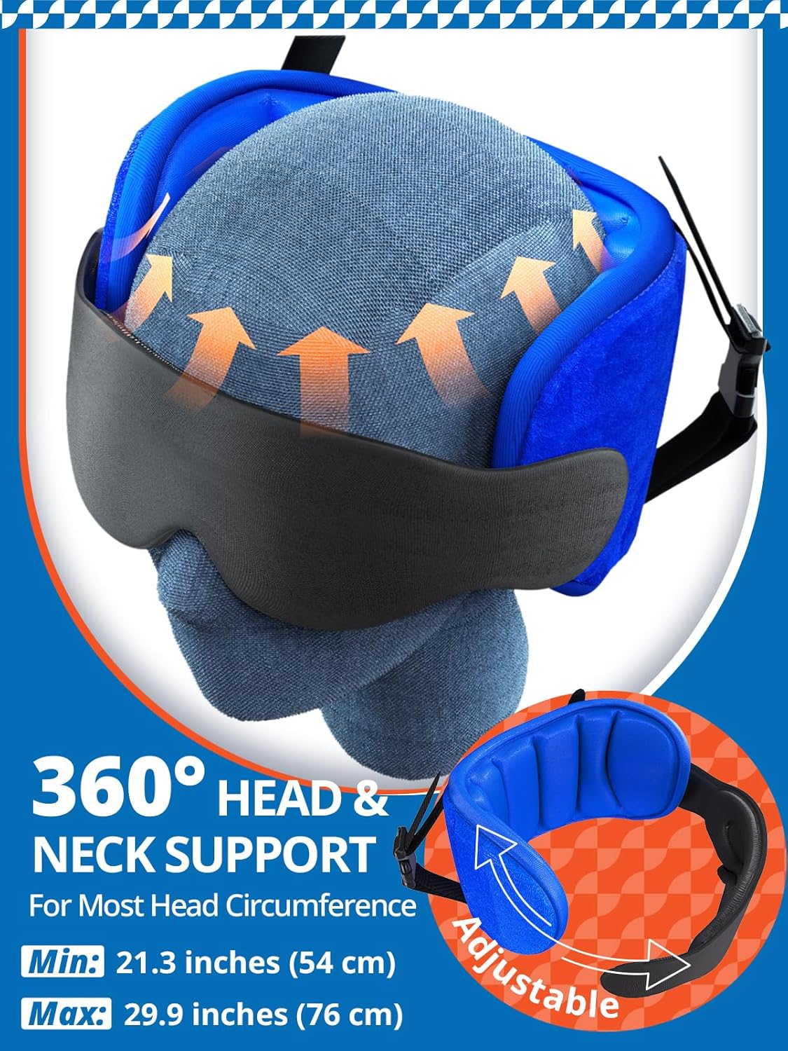 Travel Pillows for Airplanes, 360° Support Headrest Pillow with Eye Mask for Sleeping Long Flights, Travel Pillow for Car Road Trip, Car Headrest, Travel Accessories Stop Bobblehead, Black - Image 4