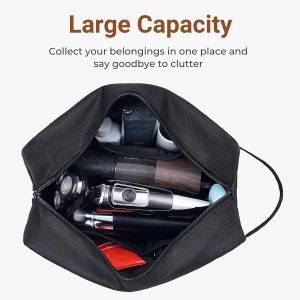 Elviros Travel Toiletry Bag for Women and Men,Lightweight Makeup Bag Hanging Dopp Kit with Shaving Compartment Cosmetic Organizer Large Tool Bag Travel Essentials,Gifts for Men(Large,Black)