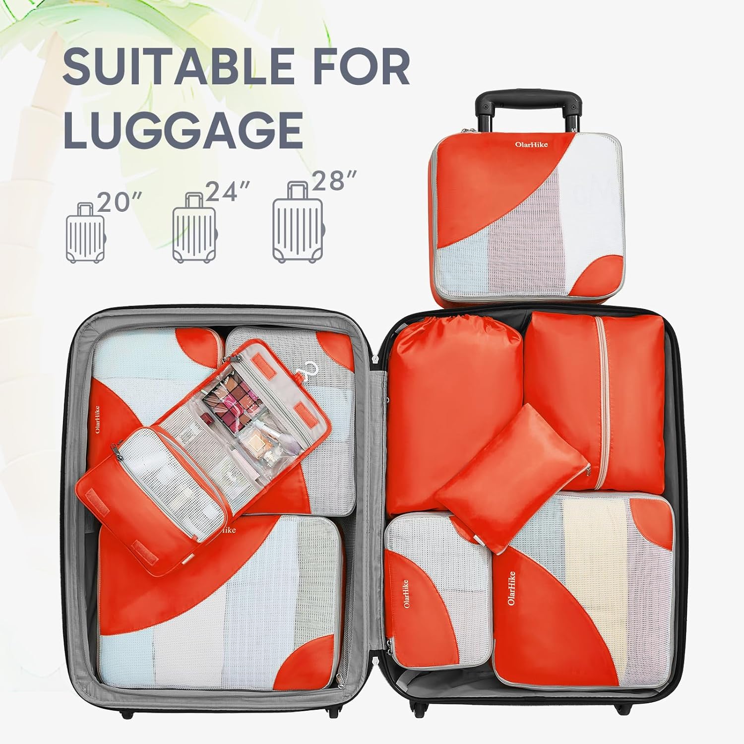 ALL INCLUDED 10 Set Sturdy Packing Cubes for Suitcases,OlarHike Travel Essentials,UPGRADED Anti-Tear Stitching, NEW Improved Luggage Packing Organizers for Travel Accessories (Orange) - Image 7
