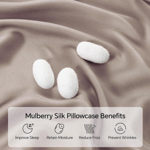 INFIIXSO Silk Pillow Cases 2 Pack Standard Size, Ultra Smooth & Soft Mulberry Silk Pillow Case for Hair and Skin, Breathable Cooling Silk Pillowcase with Hidden Zipper (Caramel, 20×26 Inches)