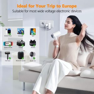 Mapambo Voltage Converter US to Europe Travel: International Universal Travel Adapter with Fast Charging 2 USB-A 2 USB-C