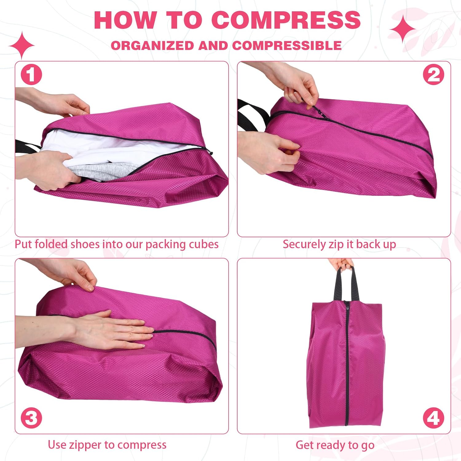 Bulyoou 6 Pcs Travel Shoe Bags with Zipper Portable Suitcase Shoe Organizer Packing for Men Women Nylon Multicolor(Red Purple,Classic,8.7 x 4.7 x 16.5 Inches) - Image 4