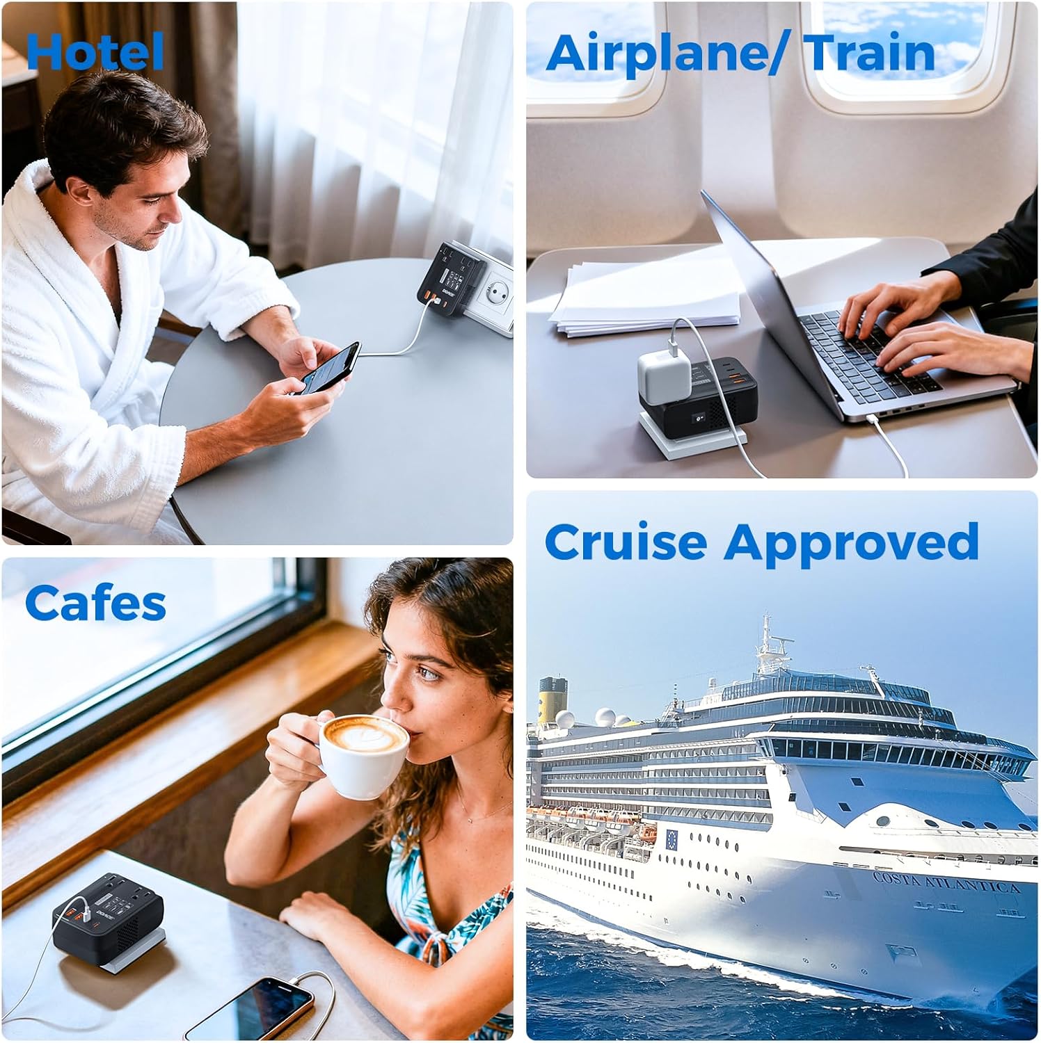 DOACE 350W Voltage Converter US to Europe - 220V to 110V Converter for European Travel, Power Converter Adapter Combo with PD Chargers for Hair Straightener Shaver Toothbrush CPAP Laptop Camera Phone - Image 8