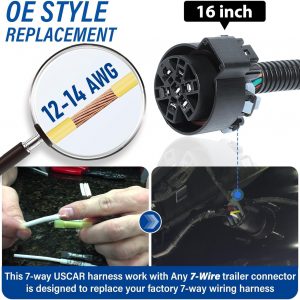 MECMO OEM Style Replacement USCAR Connector Wiring Harness, Universal 7 Pin Trailer Plug Truck Side, Splice-in Multi-Tow Factory 7 Way Towing Hitch Wire for Ford, GM, Chevy Silverado, GMC Sierra Dodge