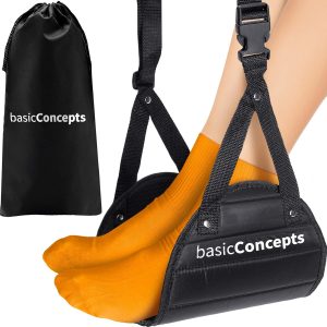 BASIC CONCEPTS Airplane Foot Hammock for Plane Travel Essentials – Airplane Travel Essentials, Long Flight Foot Rest – Plane Gadgets