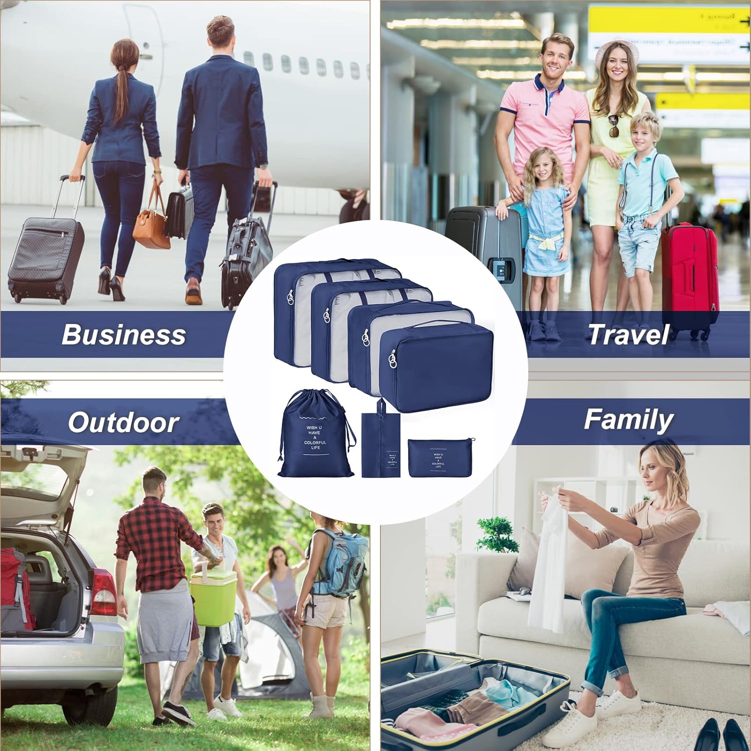 Packing Cubes 7 Set Travel Cubes for Suitcases Lightweight Luggage Packing Orginzers - Image 7