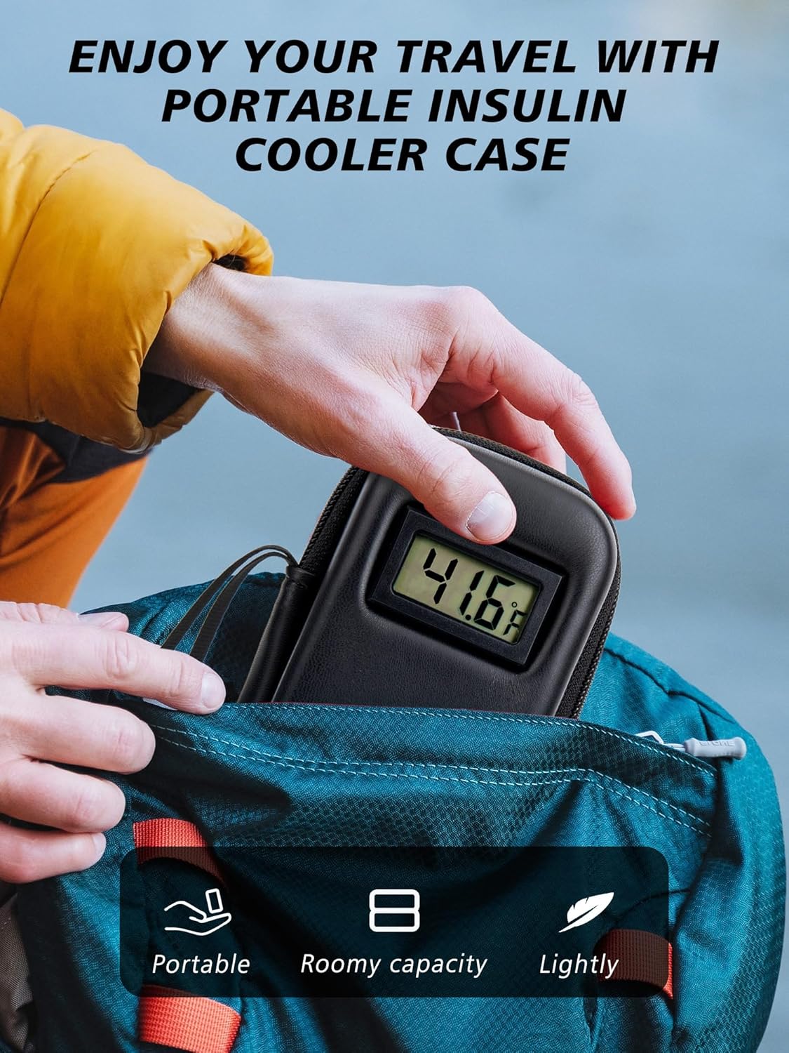 YOUSHARES Insulin Cooler Travel Case with Temperature Display - Refrigerated Medicine Cooling Bag with 2 TSA Approved Ice Pack, Medication Pen Diabetic Supplies Organizer for Trip and Daily - Image 6