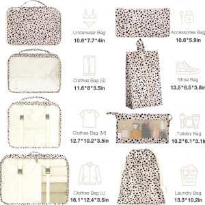 8 Set Packing Cubes for Suitcases, Packing Cube with Shoe, Cosmetics, Clothing, and Accessories Bags Packing Cubes for Travel Luggage Organizer(Leopard)