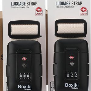 TSA Approved Luggage Straps – Set of 2 Anti-Burst Adjustable Polyester Suitcase Belts with 3-Dial Combination Lock – Prevents Accidental Opening, Secure Travel (Beige)