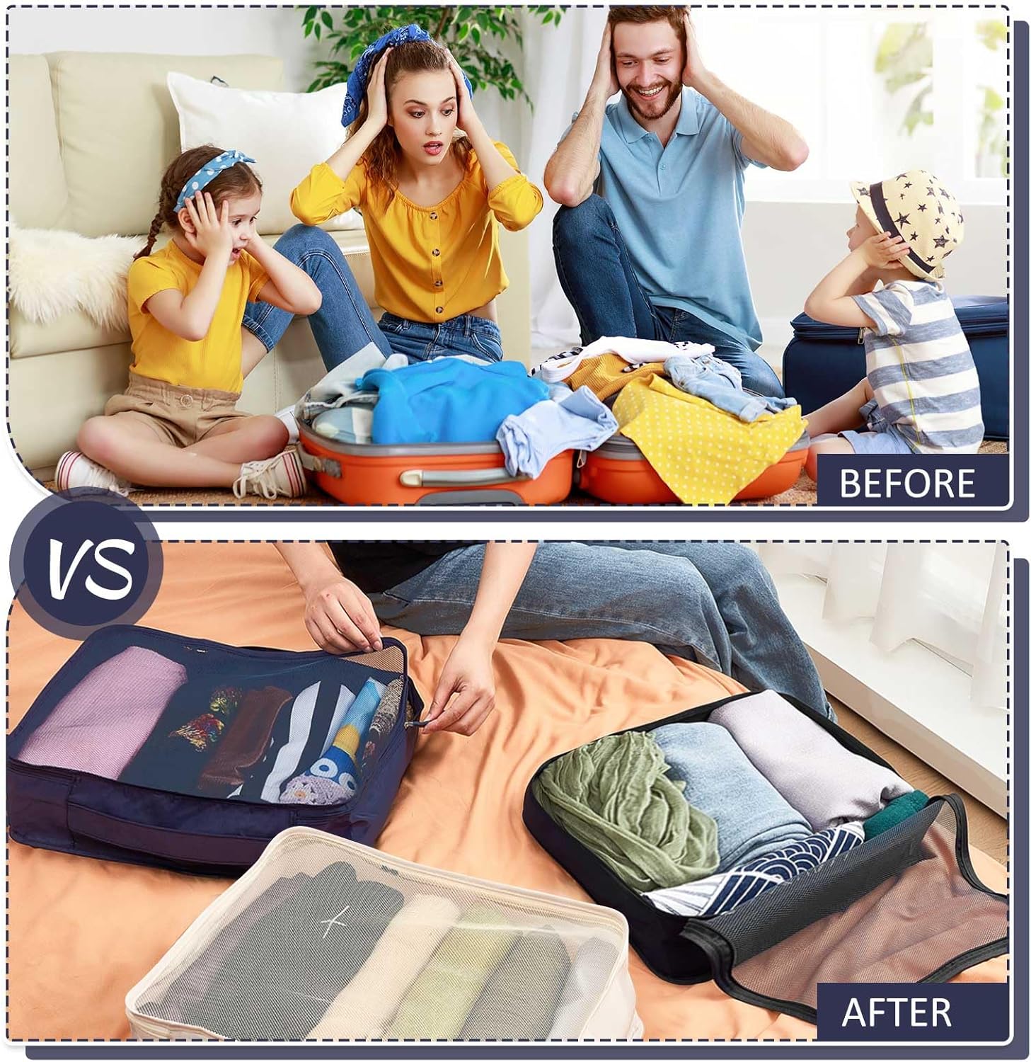 Silkfly 8 Pcs XL Packing Cube for Travel Luggage Organizer Suitcase High Capacity Large Packing Bag Bulk Reusable Mesh Travel Cube for Hiking Camping Accessory, 17.7 x 13 x 4.7 Inch(Multicolor) - Image 5