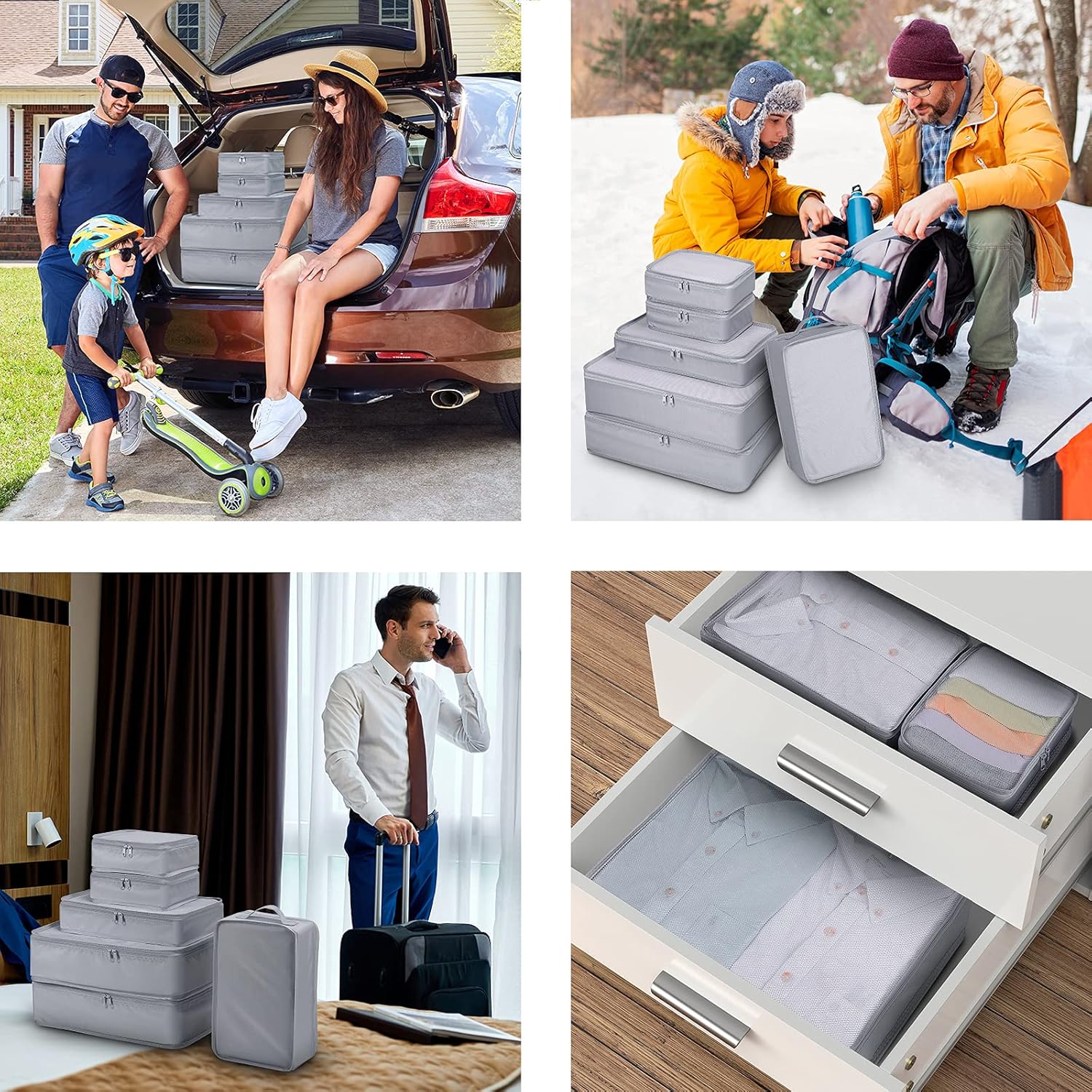 Mossio 6 Set Packing Cubes with Shoe Bag - Lightweight Travel Luggage Suitcase Organizers - Image 7