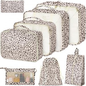 8 Set Packing Cubes for Suitcases, Packing Cube with Shoe, Cosmetics, Clothing, and Accessories Bags Packing Cubes for Travel Luggage Organizer(Leopard)