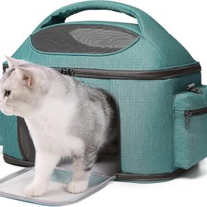 halinfer Large Fat Cat Carrier Fit up to 20 Pounds, Small Puppy Pet Travel Carrier, Car Seat Secure and Collapsible Soft Side Carrier Airline Approved Under Seat
