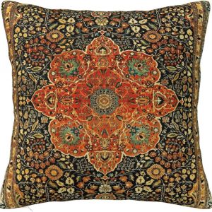 Poacnip Antique Persian Mohtashem Kashan Rug Print Pillow Covers Decorative Square Throw Pillowcase 18×18 Inch Couch Cushion Cover for Home Decor Living Room Bedroom College Dorm Bed Car Sofa