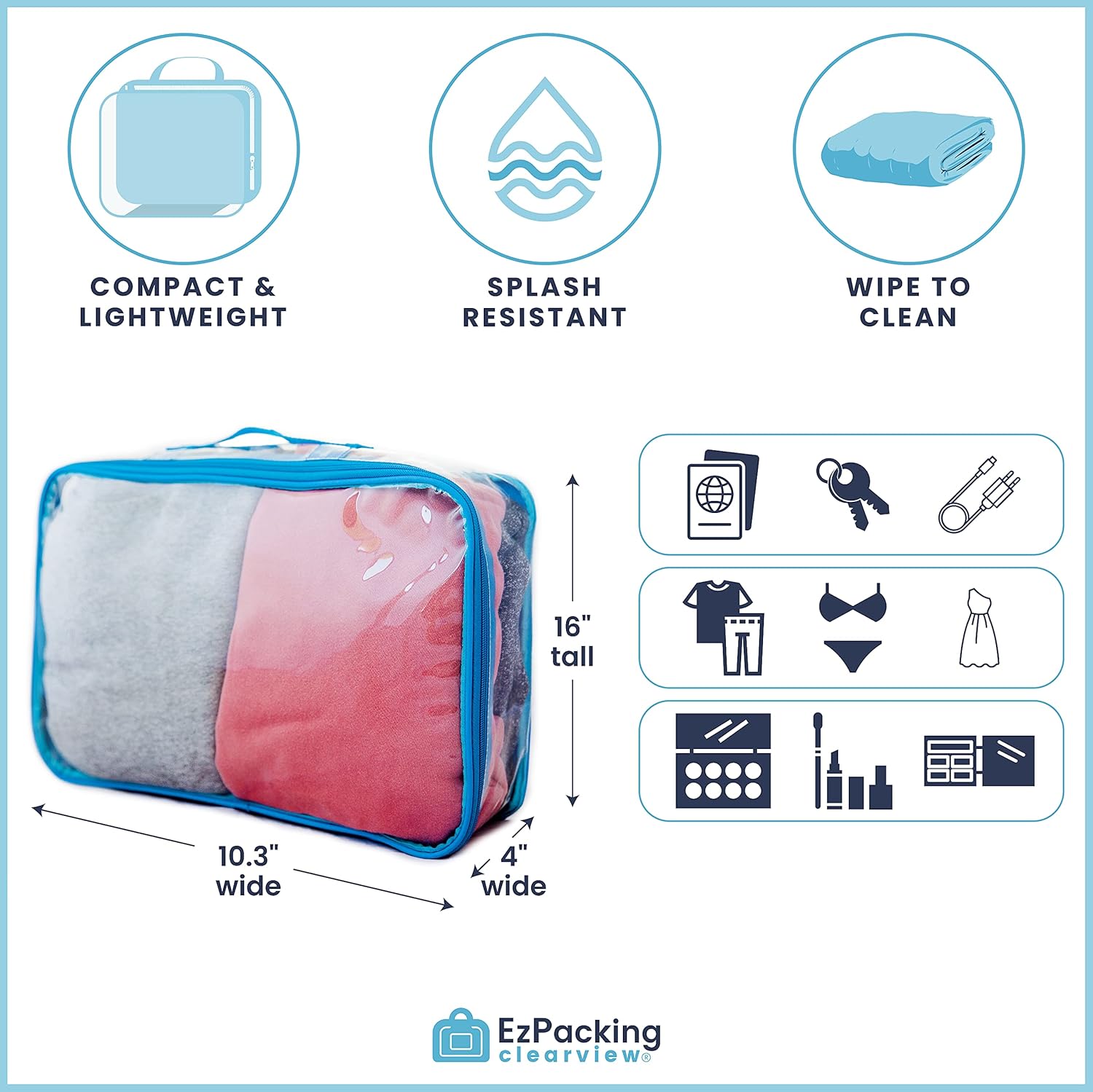 Large Clear Travel Packing Cube/See-Through PVC Organizer for Suitcase/Multipurpose Pouch w/Handle/Dress Shirts, Pants, Cashmere, Sweaters & Seasonal Linen Storage Protection (Gray) - Image 3