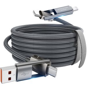 4 in 1 Charging Cable,240W USB to USB C Cable 10 ft,Fast Charging Multi Charger Cord with Type C/USB A/L Port for iPhone 16/15/14 Series MacBook iPad Pixel Samsung Switch PS5 Tablet and More