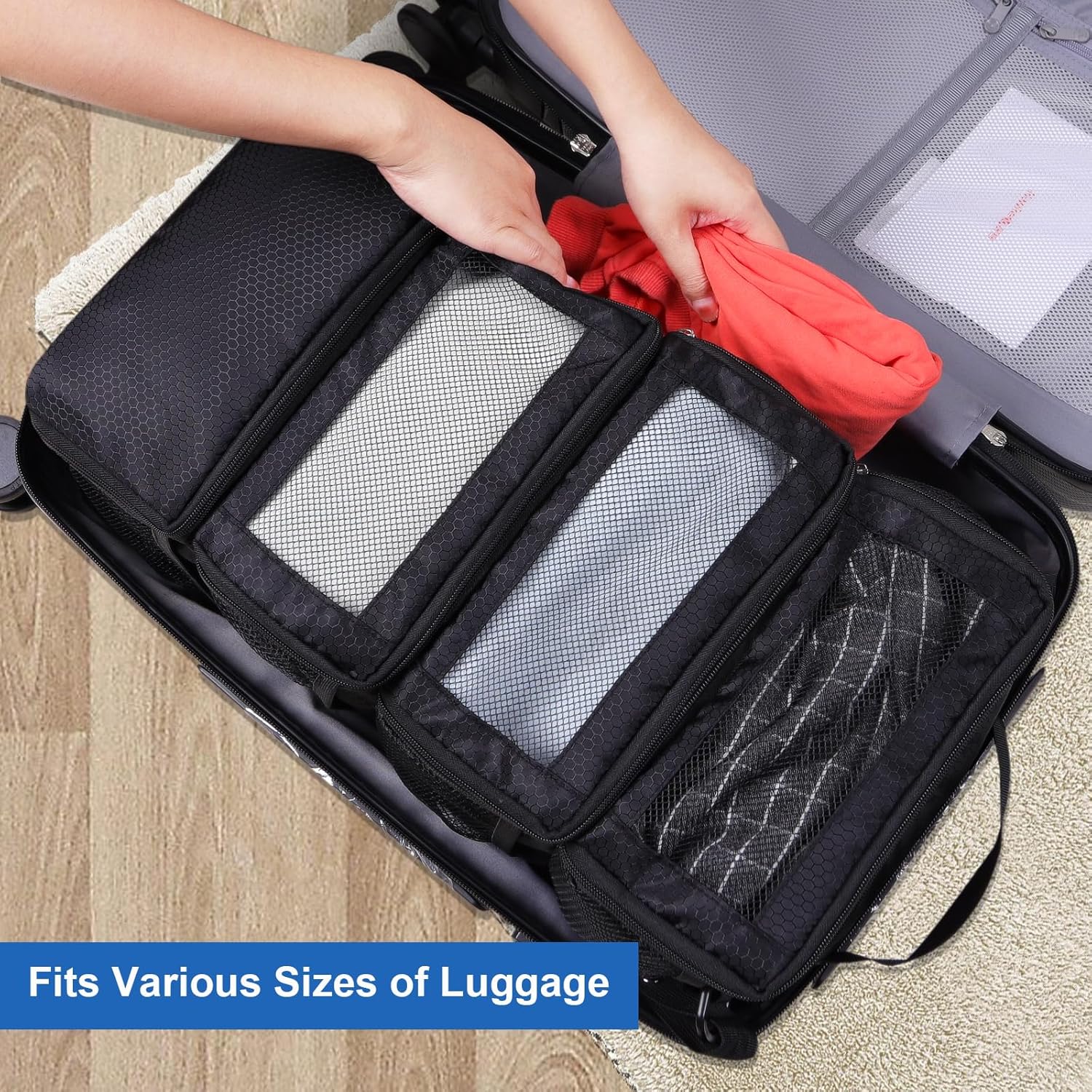 Suitcase Organizer, Travel Luggage Organizer Portable Hanging Travel Shelves Collapsible Hanging Packing Cubes for Carry on Suitcase - Image 2